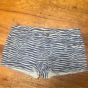 Michael Kors | Navy and White Zebra-Print Denim Shorts